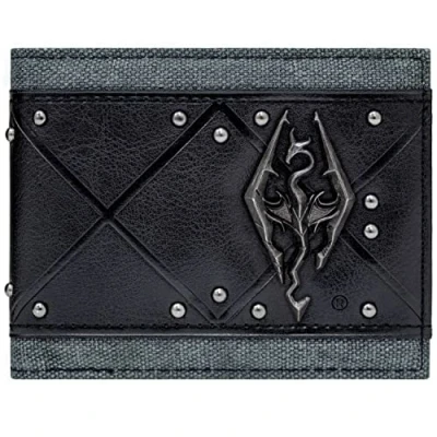 Afbeelding van Bethesda Elder Scrolls Tweevoudige portemonnee met Skyrim 3D logo, zwart, één maat, 2 kleppen, zwart., Dubbel gevouwen