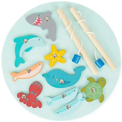Afbeelding van Bieco magnetisch visspel voor kinderen, visspel, Montessori houten visspeelgoed vissen met magneet,