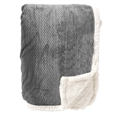 Afbeelding van Dutch Decor BOBBY Plaid 150x200 cm fleece deken met sherpa voering Charcoal Gray antraciet