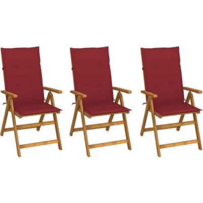Afbeelding van Tuinstoelen 3 st inklapbaar met kussens massief acaciahout