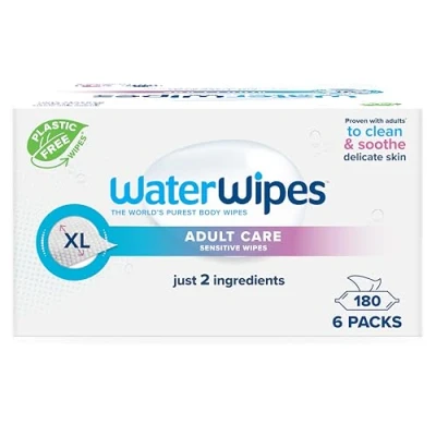 Afbeelding van WaterWipes Gevoelige Doekjes voor Volwassenen 180 (6 Pakjes) Extra Groot en Zacht de Huid