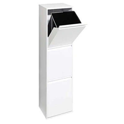 Afbeelding van Arregui Basic CR301 B Recycling afvalemmer / vuilnisemmer van staal, afvalscheidingssysteem met 3 uitneembare binnenemmers kunststof handgreep, x 17 l (51 l), wit