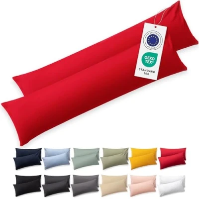 Afbeelding van Blumtal Set Van 2 Kussenslopen Superzachte Premium Jersey Kussenhoes 100% Katoen 40 x 145 cm Rood