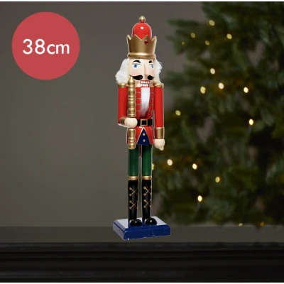 Afbeelding van Notenkraker rood blauw met dirigeerstok 38CM