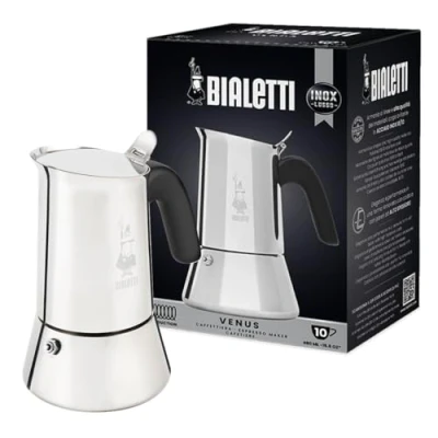 Image de Cafetière italienne Bialetti Venus 10 tasses Argent et Noir