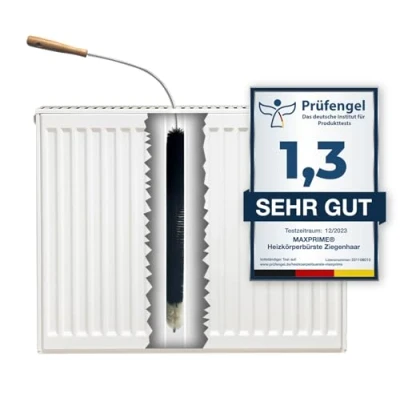 Afbeelding van Maxprime® Radiatorborstel flexibel 120 cm reinigingsborstel 100% geitenharen als stofmagneet verwarmingsborstel plumeau