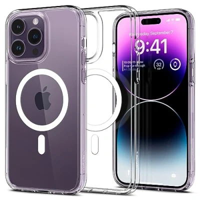 Afbeelding van Spigen Ultra Hybrid Mag Hoesje iPhone 14 Pro transparant/wit