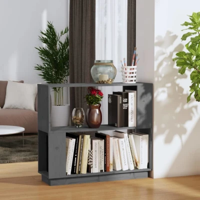 Afbeelding van Boekenkast/kamerscherm 80x25x70 cm massief grenenhout grijs