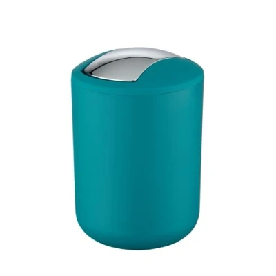 Afbeelding van WENKO Brasil S badkamerafvalemmer 2 liter inhoud met draaideksel kleine onbreekbare kunststof vuilnisemmer BPA vrij Ø 14 x 21 cm petroleumblauw