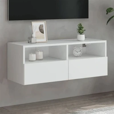 Afbeelding van vidaXL Tv wandmeubel 80x30x30 cm bewerkt hout wit