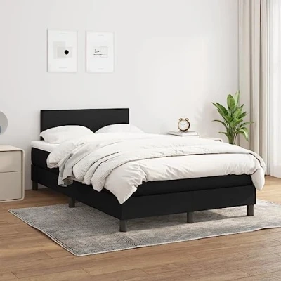 Afbeelding van vidaXL Boxspring met matras stof zwart 120x200 cm