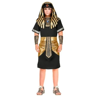 Afbeelding van Widmann Egypte Kostuum Farao Goldachamon Kind Zwart, Goud Maat 158 Carnavalskleding Verkleedkleding
