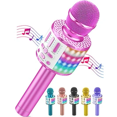 Afbeelding van karaoke microfoon, led draadloze bluetooth microfoon om te zingen met luidspreker, speelgoed kinderen, thuis KTV machine, draagbare luidsprekerrecorder voor Android/iPhone/iPad/pc