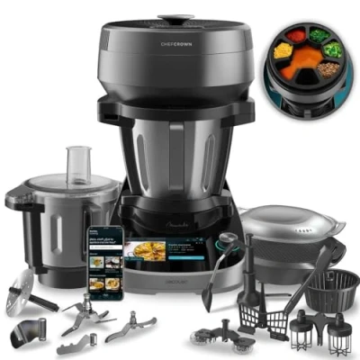Afbeelding van Cecotec Multifunctionele keukenmachine met Mambo CooKing Total Gourmet voedseldispenser. 2200 W, 45 functies, duizenden geleide recepten, unieke karaf van 5 l en Victory