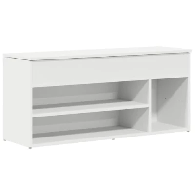 Image de vidaXL Banc à chaussures blanc 102x30,5x45 cm bois d&#039;ingénierie859136