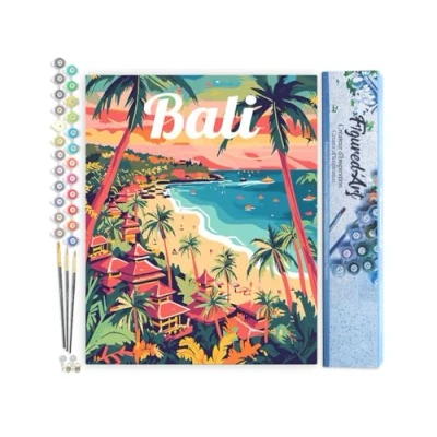 Afbeelding van Figured&#039;Art Schilderen op Nummer Volwassenen canvas Reisposter Bali Handwerk acrylverf Kit DIY Compleet 40x50cm zonder frame