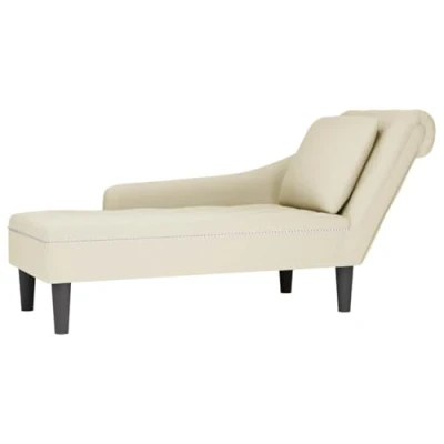 Afbeelding van vidaXL Chaise longue met kussen&amp;rechterarmleuning fluweel crèmekleurig