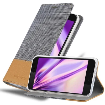Afbeelding van Cadorabo Hoesje geschikt voor HTC OCEAN / U11 in LICHTGRIJS BRUIN Beschermhoes met magnetische sluiting, standfunctie en kaartvakje Book Case Cover Etui