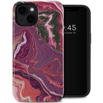 Afbeelding van Selencia Hoesje Geschikt voor iPhone 14 Vivid Backcover MagSafe Marble Purple