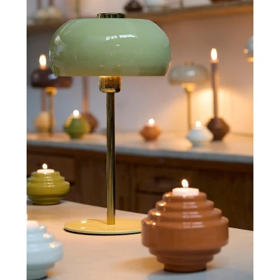 Afbeelding van Surin tafellamp Ø23x40 cm glans licht groen+goud
