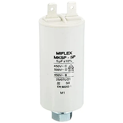 Afbeelding van Aanloopcondensator motorcondensator 5μF 450V 30x58mm stekker M8; Miflex; 5uF