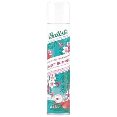 Image de Batiste Shampooing Sec, Sweet Summer, Rafraichit les Cheveux et Apporte du Volume, Parfum Monoï, Noix de Coco Vanille, Absorbe Excès Sebum, Sans Rinçage, 200ml