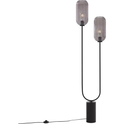 Afbeelding van QAZQA rid Art Deco Vloerlamp Staande Lamp 2 lichts H 150 cm Zwart Woonkamer Slaapkamer Keuken