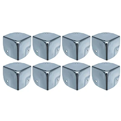 Afbeelding van HMF 14966 09 set van 8 metalen kofferhoekbeschermers 40 x mm verzinkt zilver