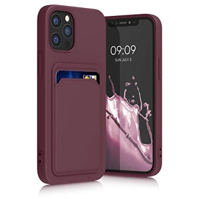 Afbeelding van kwmobile telefoonhoesje geschikt voor Apple iPhone 12 / Pro Hoesje met pasjeshouder TPU case in wijnrood