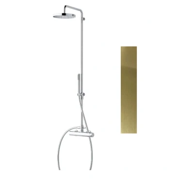 Afbeelding van Waterevolution Flow douchecombinatie met regendouche PVD goud White Gold T141WGE