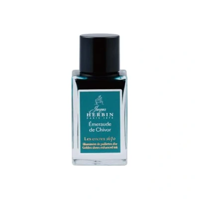 Afbeelding van Jacques Herbin 16035JT Un flacon d&#039;encre pailletée or pour stylo plume, roller, plume de verre et porte 15 ml, Emeraude Chivor