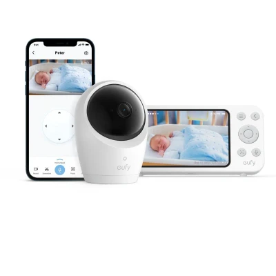 Afbeelding van eufy Baby Monitor E20 met 2K camera, hybride wifi en geen verbinding, Babyfoon app monitorbediening, ultrahelder nachtzicht, pan tilt, 4x zoom, draagbare camera ingebouwde batterij, ANR, Smart Alerts