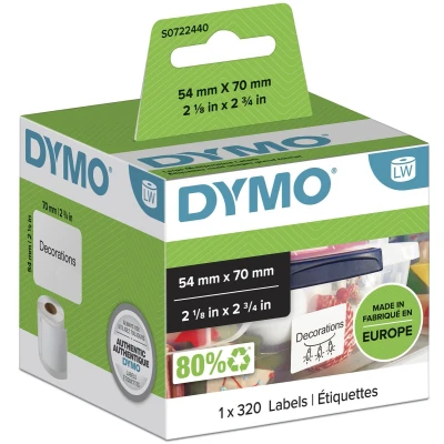 Afbeelding van Dymo 99015 (S0722440) Etiket Zwart op wit (54 mm x 70 mm)