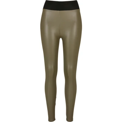 Afbeelding van Urban Classics Faux Leather High Waist Legging 3XL Olijfgroen