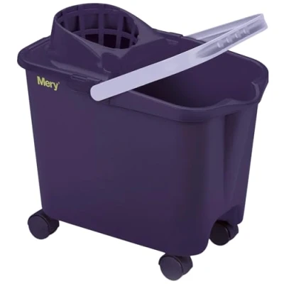 Afbeelding van Mery emmer met zwenkwielen, brede centrifuge, optimale sterkte, 14 liter, paars, afmetingen: 39 x 25,5 36,5 cm