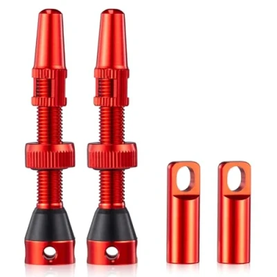Afbeelding van HZJD Set van 2 tubeless ventielen, rood, fietsluchtventiel (44 mm)