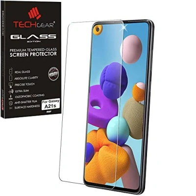 Afbeelding van TECHGEAR displaybescherming van gehard glas, compatibel met Samsung Galaxy A21s, originele glas [2.5D ronde rand] [9H] [kristalhelder] [krasbestendig] [zonder luchtbellen]
