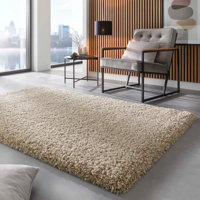 Afbeelding van Hoogpolig Vloerkleed Gemêleerd Shaggy Prime Wit/beige 160x230 Cm