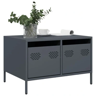 Afbeelding van Tv meubel 68x50x43,5 cm koudgewalst staal antracietkleurig