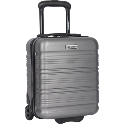 Afbeelding van Leonardo Handbagage Koffer Reiskoffer met Wielen Trolley 40 x 30 20 cm Zilver