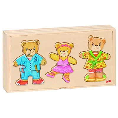 Afbeelding van Goki Houten Aankleedpuzzel Beren in Box, 36st.
