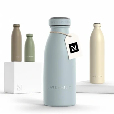 Afbeelding van LARS NYSØM &#039;Ren&#039; Roestvrijstalen drinkfles 350ml BPA vrij geïsoleerde waterfles 0,35 Liter Baby Blue