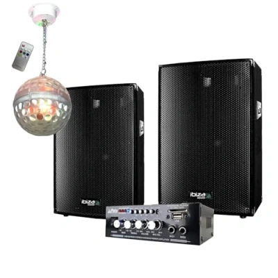 Afbeelding van IBIZA Sound Light Sono en lichtspel 2 luidsprekers 300 W 1 USB bluetooth versterker dubbel astro effect + telec gratis HP kabel pc PA DJ Mix Bar Club Disco Karaoke