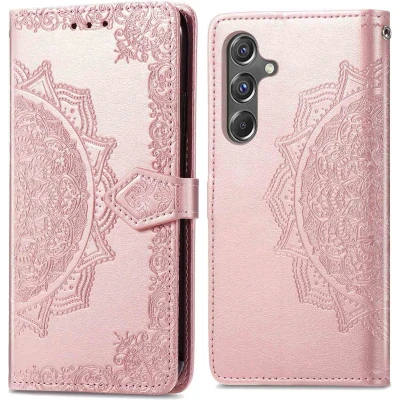 Afbeelding van iMoshion Hoesje Geschikt voor Samsung Galaxy A15 (5G) / (4G) Met Pasjeshouder Mandala Bookcase Rosé Goud
