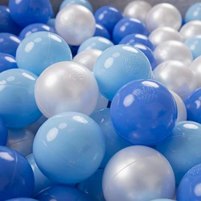 Afbeelding van KiddyMoon ballen van kunststof voor kinderen Ø 6 cm, kleur gecertificeerd, gemaakt in de EU, babyblauwe parel, 100 / cm