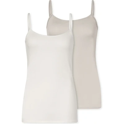 Afbeelding van Schiesser 2ER PACK Essentials Spaghetti Hemd, Dames, Maat: 48, Offwhite grau