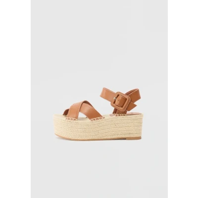 Afbeelding van BOSS Machica Sandalen met enkelbandjes, Dames, Maat: 39, Rust/copper Leer