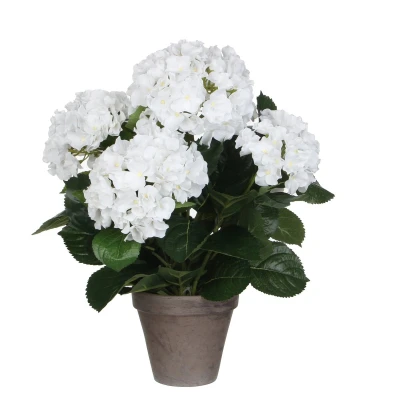 Afbeelding van Mica Decorations Hortensia Kunstplant 45x45 cm Pot Wit
