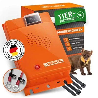Afbeelding van WERKTAL Marterafweermiddel voor auto&#039;s met ultrasoon geluid en flits, werkt op autobatterij, automatisch, duurzaam motorruimte