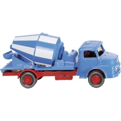 Afbeelding van Wiking 053202 H0 Bouwvoertuig Mercedes Benz Kortkapje betonmixer blauw/wit
